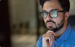 Tech enthusiast wearing smart glasses