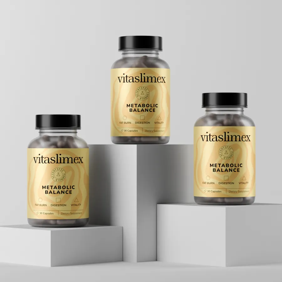 Drei Flaschen Vitaslimex auf einem Display
