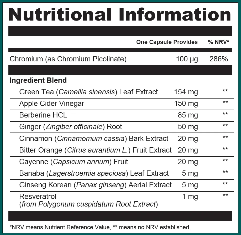 Étiquette nutritionnelle de Vitaslimex avec la dose de chaque ingrédient